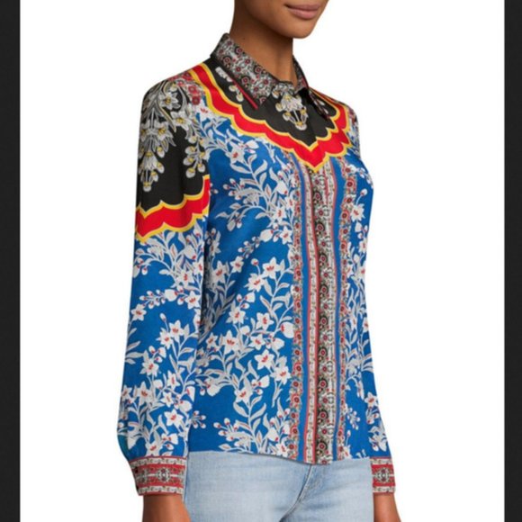 Alice + Olivia Willa Floral Print Silk Blouse NWT - Picture 5 of 8